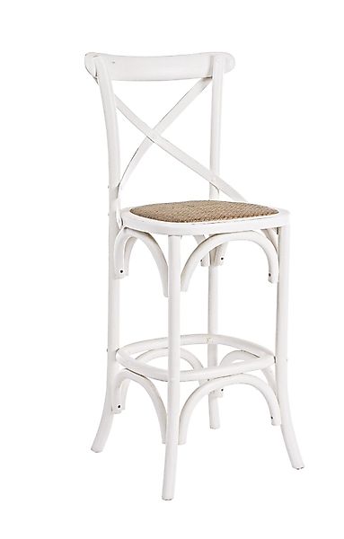 Bizzotto Barhocker Cross aus Ulmenholz, Weiß günstig online kaufen