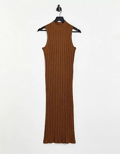 Object – Amira – Ärmelloses Strickkleid in Braun günstig online kaufen