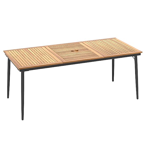 COSTWAY Gartentisch, mit Schirmloch, Akazienholz, 200x90cm günstig online kaufen