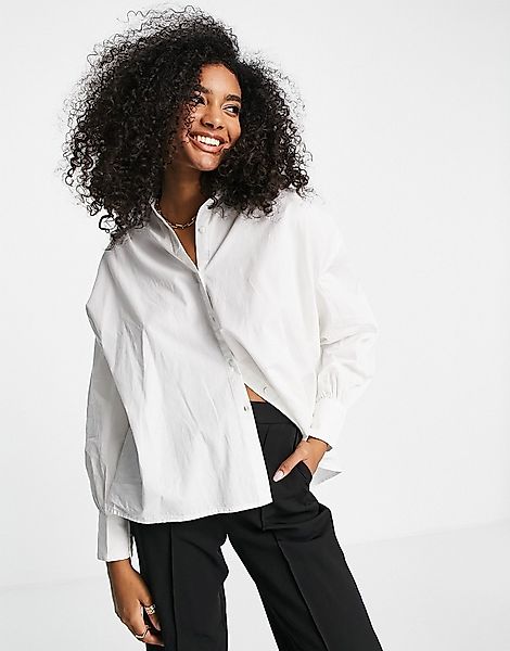 Vila – Hemd in Weiß mit gesmoktem Rücken günstig online kaufen