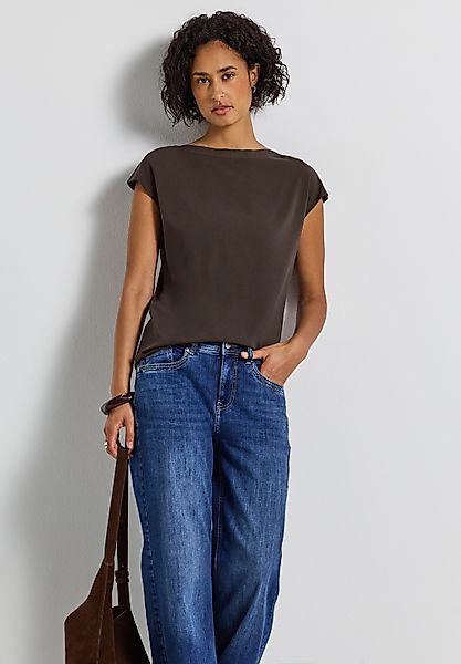 STREET ONE T-Shirt, U-Boot Shirt mit Rippdetail günstig online kaufen