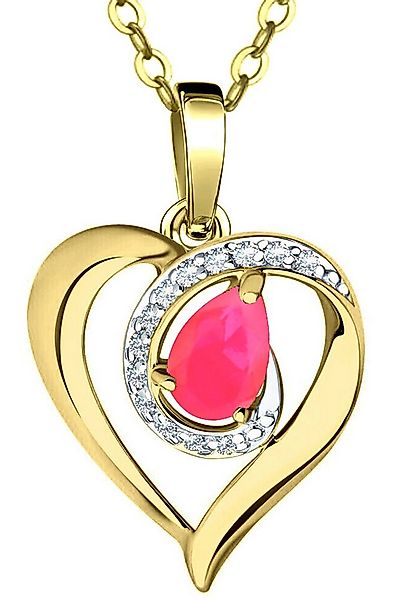 Limana Herzkette echter Opal pink 925 Silber Halskette gold Kette vergoldet günstig online kaufen