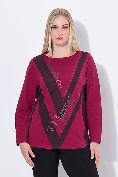 Ulla Popken Longsleeve Shirt Buchstaben U-Boot-Ausschnitt günstig online kaufen