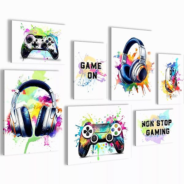 Novart Wandbild Gamer Bunt, Weißer Hintergrund günstig online kaufen
