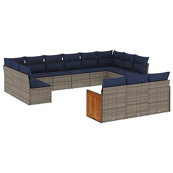 vidaXL 13-Tlg Gartensofa-Set mit Kissen Grau Polyrattan 3228140 günstig online kaufen