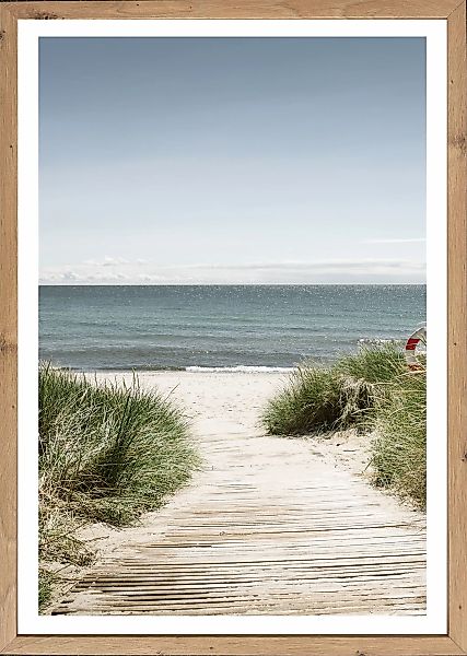 Bönninghoff Bild mit Rahmen, Strand-Düne-Gräser-Meer-Küste-Landschaft-Natur günstig online kaufen