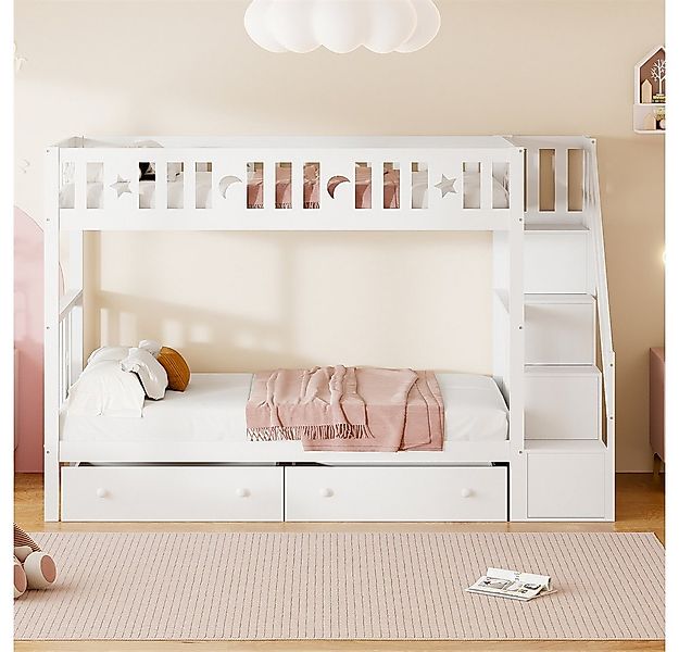 XDeer Etagenbett Kinderbett 90*200/90*200 cm, Massivholz-Etagenbett mit, Si günstig online kaufen