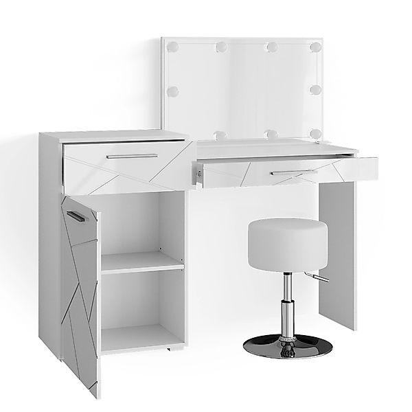 Vicco Schminktisch Irma Weiß 39 cm mit LED Beleuchtung Opt 2 günstig online kaufen
