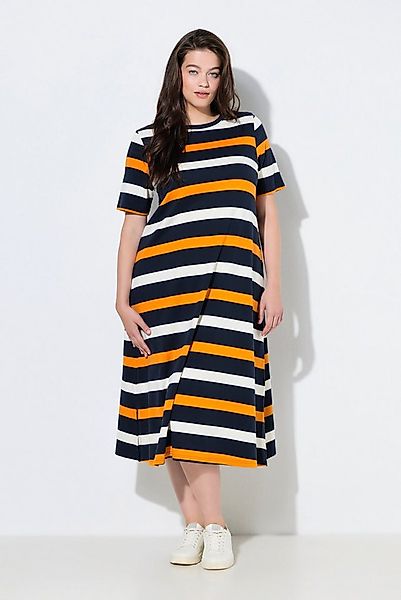 Ulla Popken Midikleid Midikleid Ringel Rundhals Halbarm Biobaumwolle günstig online kaufen