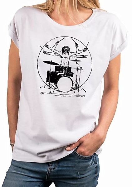 MAKAYA Print-Shirt Musik Damen Top Vintage Schlagzeug Drummer Motiv Damensh günstig online kaufen