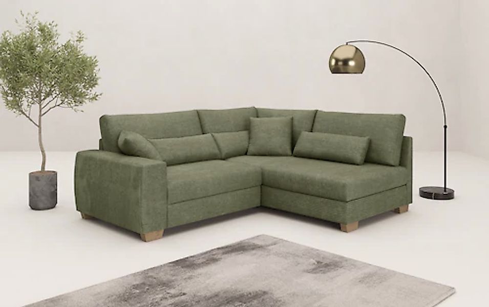 Mr. Couch Ecksofa »Hilla L-Form« Mit Federkern, wahlweise mit Bettfunktion günstig online kaufen