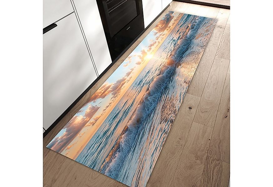Primedeco Teppich Küchenteppich Strand Sonnenuntergang PVC rutschfest abwas günstig online kaufen
