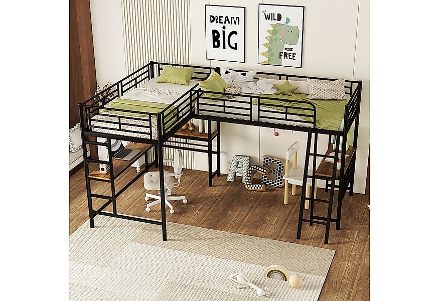 Flieks Hochbett Kinderbett Metallbett 90x200cm mit 2 Liegefläche und Schrei günstig online kaufen