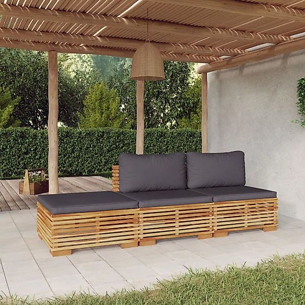 Vidaxl 3-tlg. Garten-lounge-set Mit Kissen Massivholz Teak günstig online kaufen