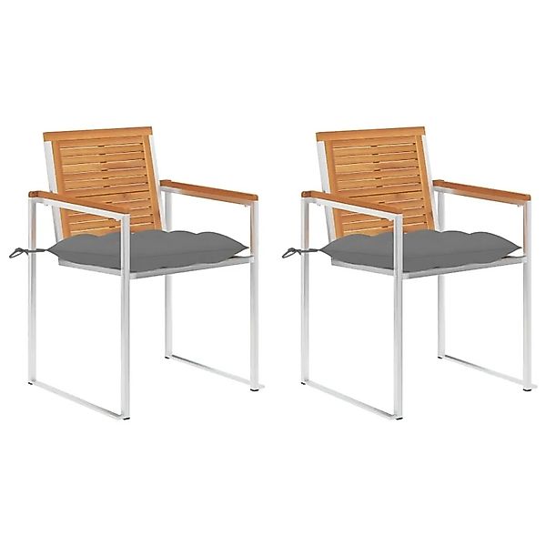 vidaXL Gartenstühle mit Kissen 2 Stk Massivholz Akazie und Stahl 3061504 günstig online kaufen
