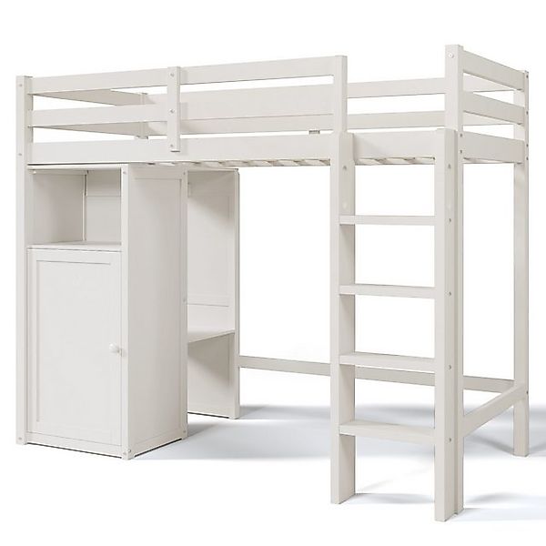 Fanttik Bettgestell Kinder-Hochbett mit Schrank & Regal – 90x200 cm, Weiß günstig online kaufen