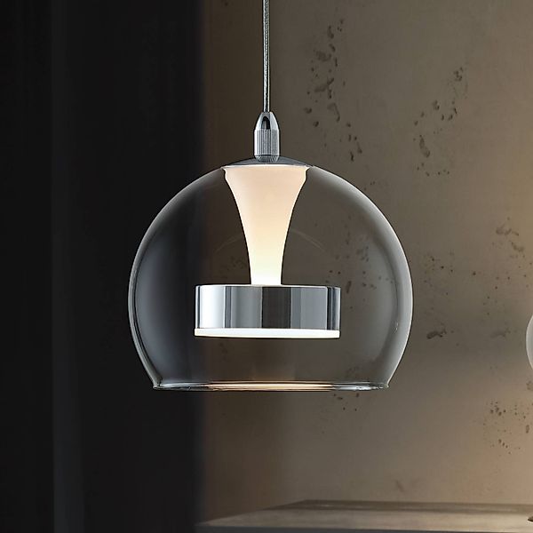 LED-Hängelampe Flynt, Ø 20 cm, chromfarben, Metall/Glas, CCT günstig online kaufen