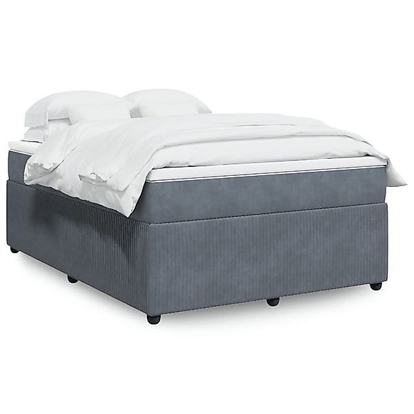vidaXL Boxspringbett, Boxspringbett mit Matratze Dunkelgrau 160x200 cm Samt günstig online kaufen