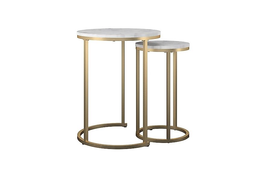 loft24 Satztisch Amelia (Set, 2-St., 2er-Set), Metallgestell, runde Tischpl günstig online kaufen