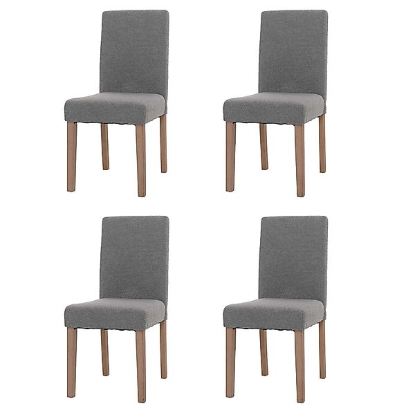 MCW Esszimmerstuhl Littau Boucle 4er-Set Grau Naturfarbene Beine günstig online kaufen
