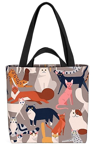 VOID Henkeltasche (1-tlg), Katzen Party Muster Katze Rasse Haus-Tier pflege günstig online kaufen