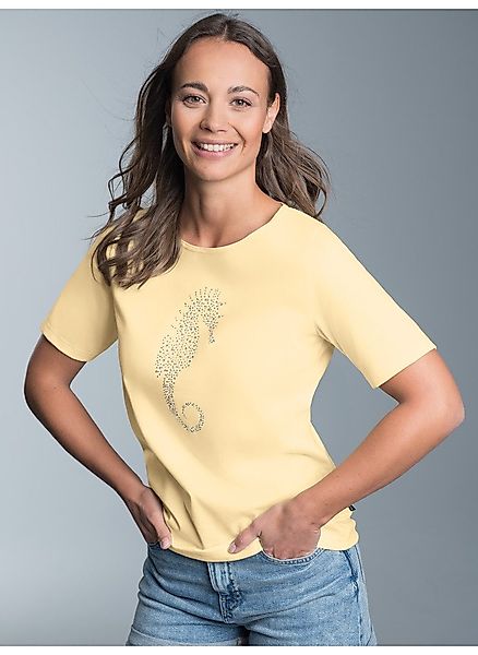 Trigema T-Shirt "TRIGEMA T-Shirt mit Seepferdchen-Print aus Strasssteinchen günstig online kaufen