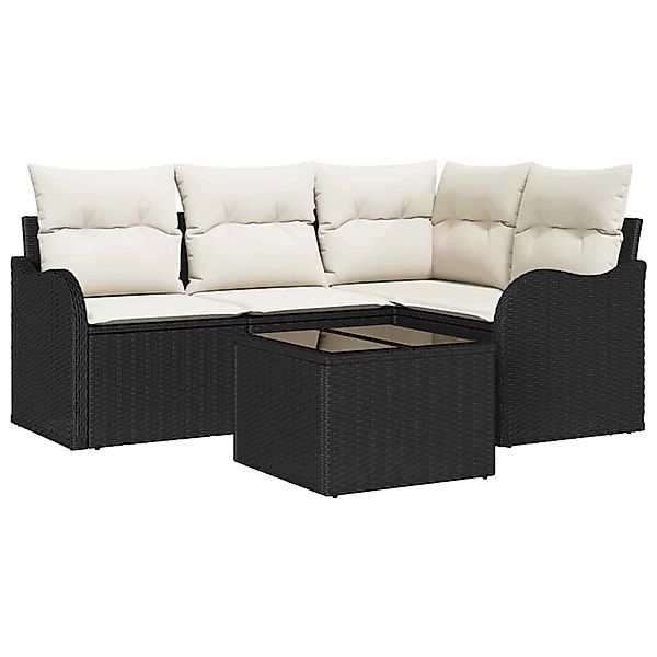 vidaXL Garten-Sofa-Set mit Kissen mit Speicher 5-Tlg Braun Poly Rattan 3354 günstig online kaufen