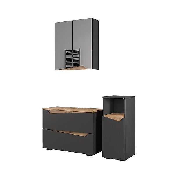 Vicco Badmöbel-Set Marelle, Anthrazit/Artisan, 3 Teile günstig online kaufen