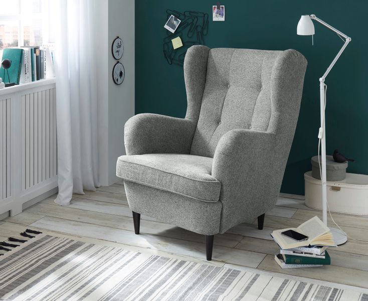 ED EXCITING DESIGN Ohrensessel "Oskar" mit Massivholzfüßen günstig online kaufen