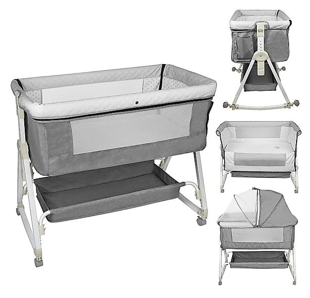 JEOBEST Beistellbett 3 in 1 Babybett & Babywiege & Reisebett, mit Rollen Ki günstig online kaufen