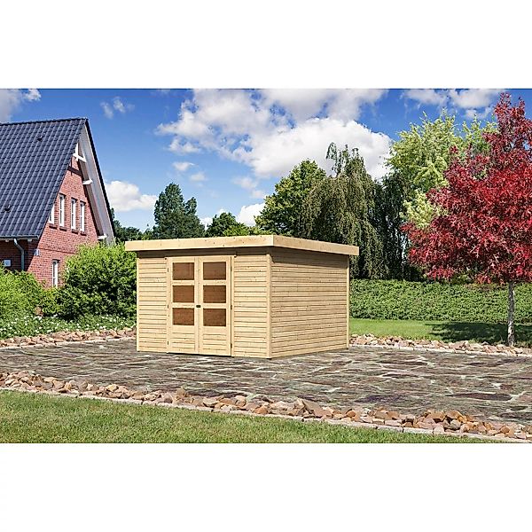 Karibu Holz-Gartenhaus Boras - Flachdach Unbehandelt 298 cm x 302 cm günstig online kaufen