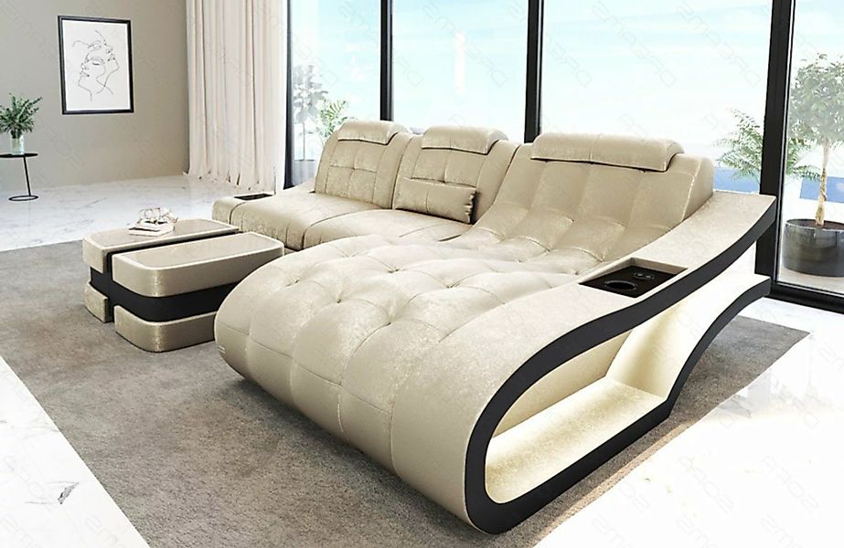Sofa Dreams Ecksofa Stoff Sofa Polster Couch Elegante S - L Form Samt Stoff günstig online kaufen