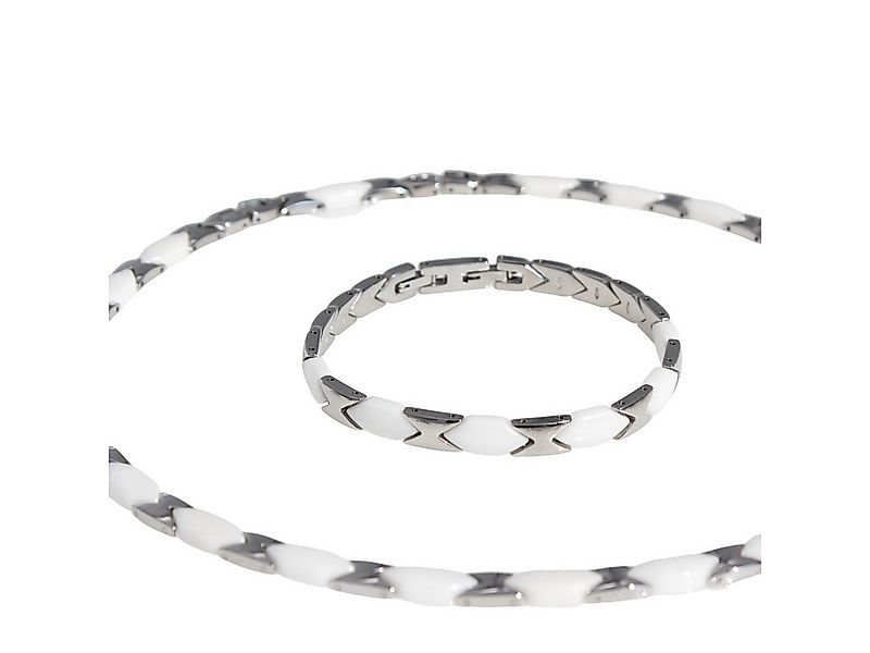 ELLAWIL Collier-Set Collier und Armband aus Keramik und Edelstahl weiß/silb günstig online kaufen