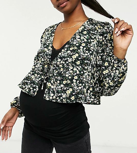 Fashion Union – Umstandsmode – Bluse mit Schnürung an der Taille und verspi günstig online kaufen