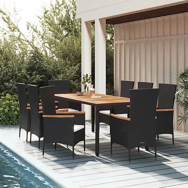 Vidaxl 9-tlg. Garten-essgruppe Mit Kissen Schwarz Poly Rattan günstig online kaufen