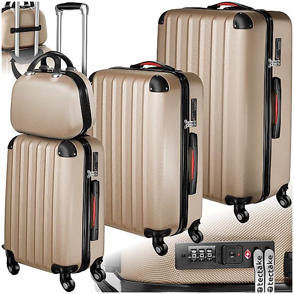 tectake Trolley Hartschalenkoffer-Set, 4 Rollen, 4-teilig, günstig online kaufen