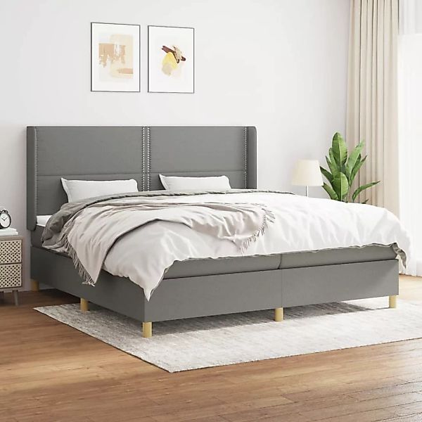 vidaXL Boxspringbett Boxspringbett mit Matratze Dunkelgrau 200x200 cm Stoff günstig online kaufen