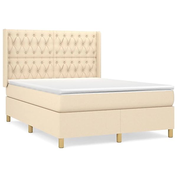 Vidaxl Boxspringbett Mit Matratze Creme 140x200 Cm Stoff günstig online kaufen