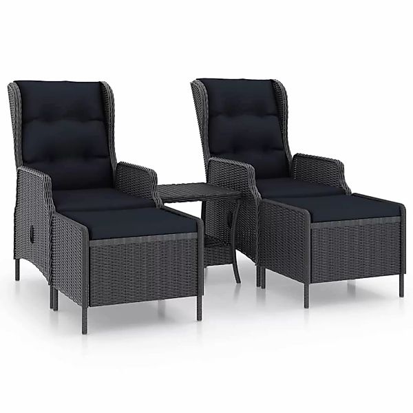 3-tlg. Garten-lounge-set Mit Auflagen Poly Rattan Dunkelgrau günstig online kaufen