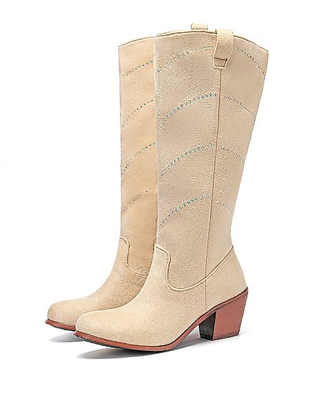 Damen Plus Größe Wildleder Strass Dekoration Rutschfeste Wadenmitte Stiefel günstig online kaufen