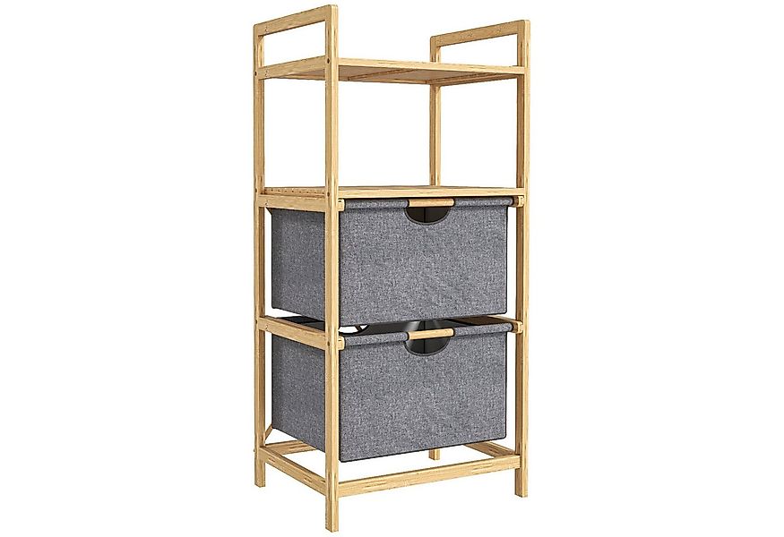 HOMCOM Wäschekorb mit 2 Wäschekörben aus Stoff, offene Ablagen (Wäschebox, günstig online kaufen