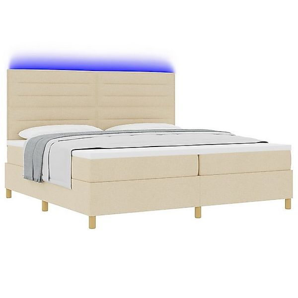 vidaXL Bett Boxspringbett mit Matratze & LED Creme 200x200 cm Stoff (1-tlg) günstig online kaufen