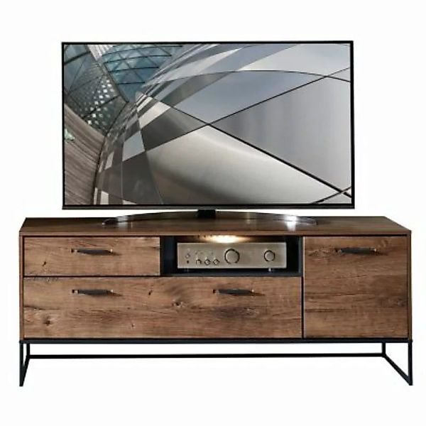 Lomadox TV-Lowboard im Industrial Design in Haveleiche Cognac mit graphit M günstig online kaufen