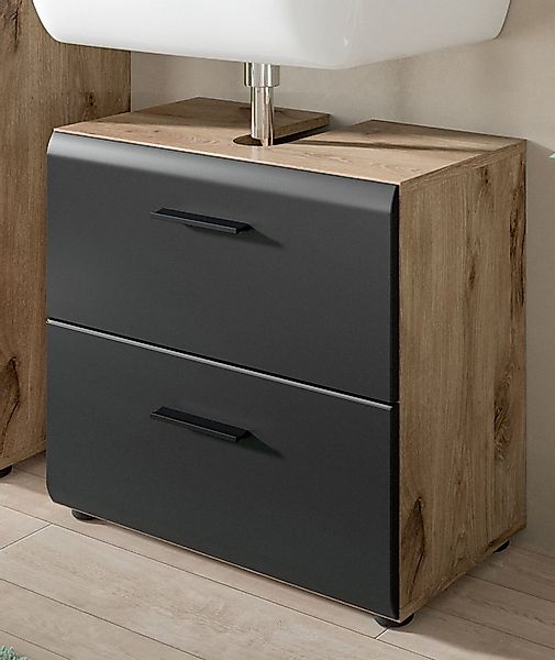 Inn.Furn Waschbeckenunterschrank Cover (Badschrank Schwarz und Eiche, 60 x günstig online kaufen
