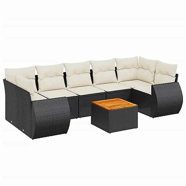 vidaXL 8-tlg Garten-Sofagarnitur mit Kissen Schwarz Poly Rattan Modell 176 günstig online kaufen