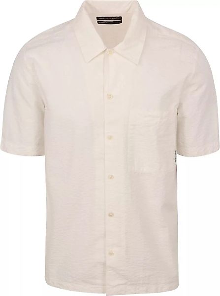 Marc O'Polo Hemd Short Sleeves Seersucker Off White - Größe L günstig online kaufen