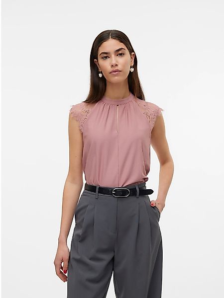 Vero Moda Spitzentop VMMILLA SL LACE TEE Materialmix, regular fit günstig online kaufen