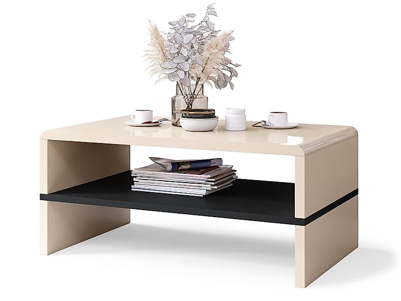 Mazzoni Couchtisch Couchtisch Rock Beige Hochglanz günstig online kaufen
