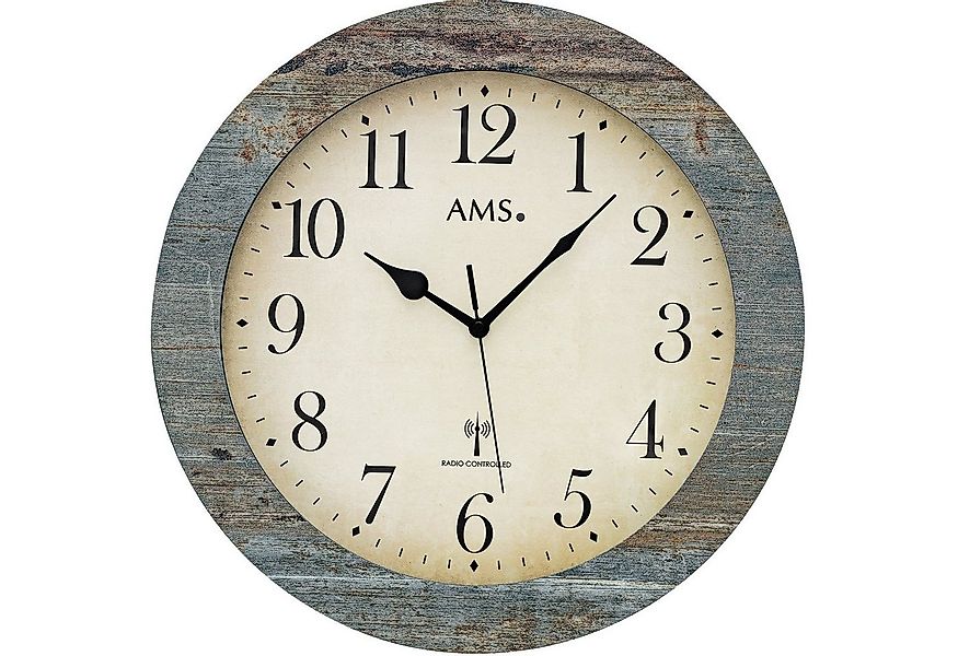 AMS Funkwanduhr F5562 (Made in Germany,Quarz,Holz,Wohnzimmer,Küche,Arbeitsz günstig online kaufen