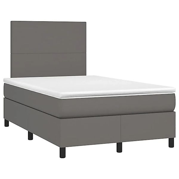 vidaXL Boxspringbett mit Matratze & LED Grau 120x190 cm Kunstleder 3270285 günstig online kaufen